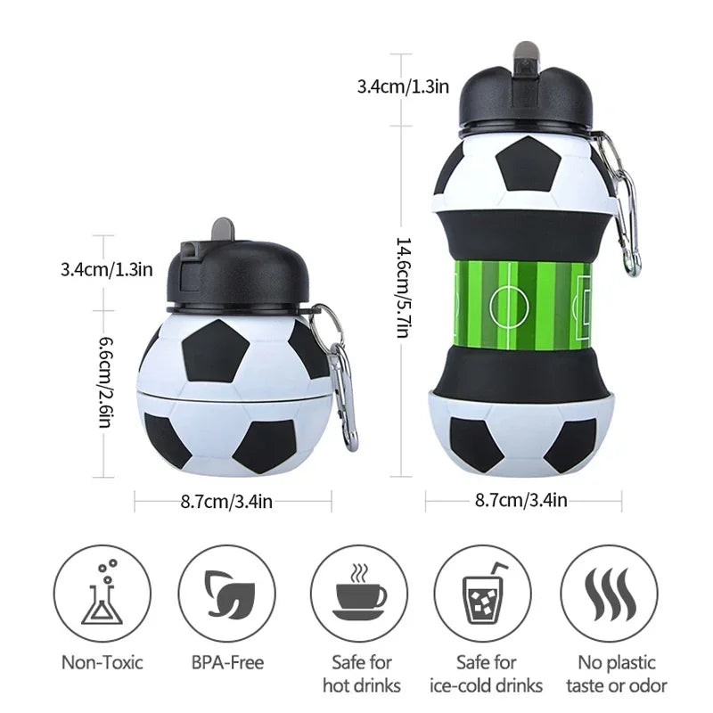 Kids Portable Silicone Water Bottle – 600ml Leakproof Folding Sports Cup for Outdoor Activities 7
