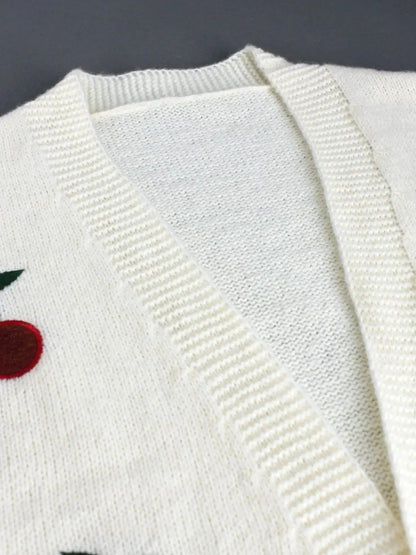 Women Cherry Pattern Knit Cardigan | Aubrielle