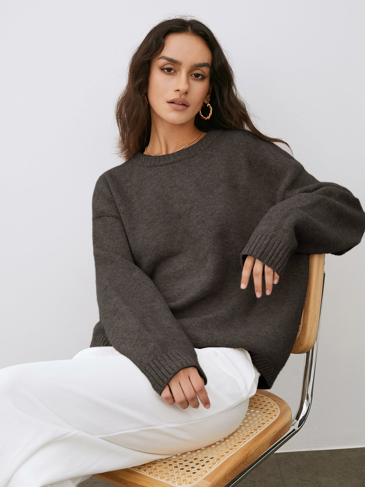 Women Loose Fit Wool Blend Knit Sweater | Eirene
