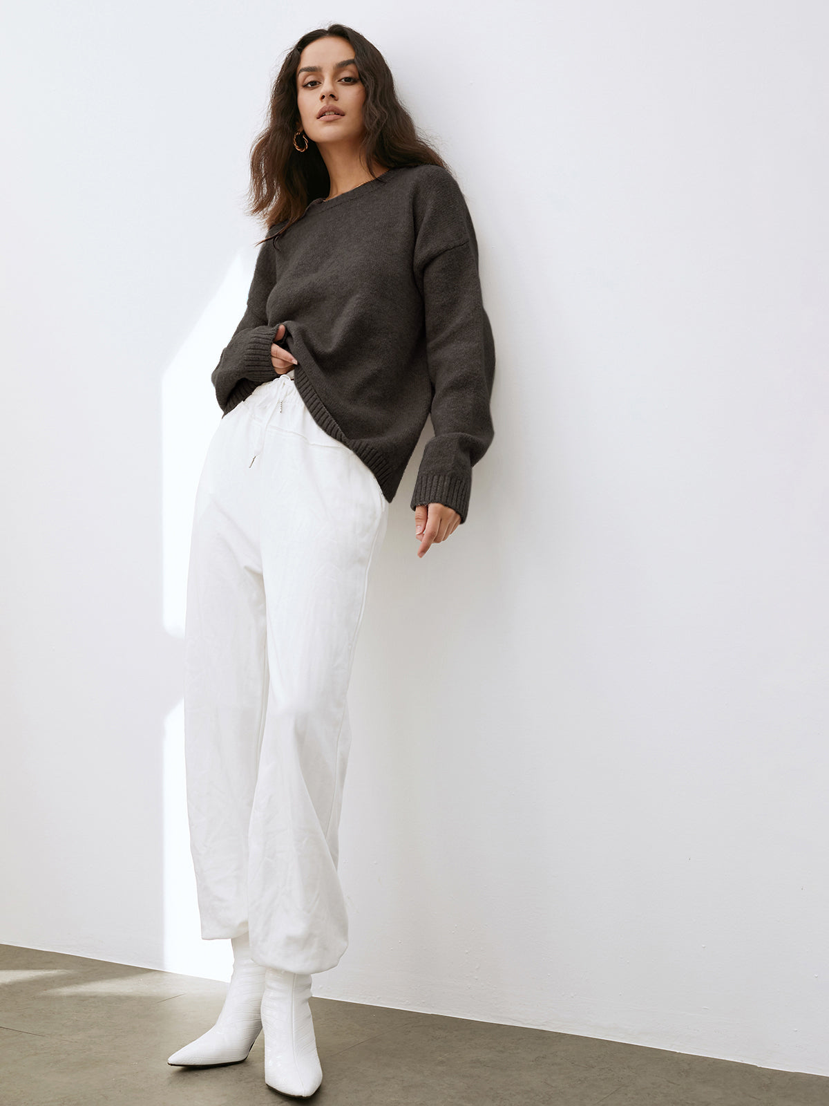 Women Loose Fit Wool Blend Knit Sweater | Eirene