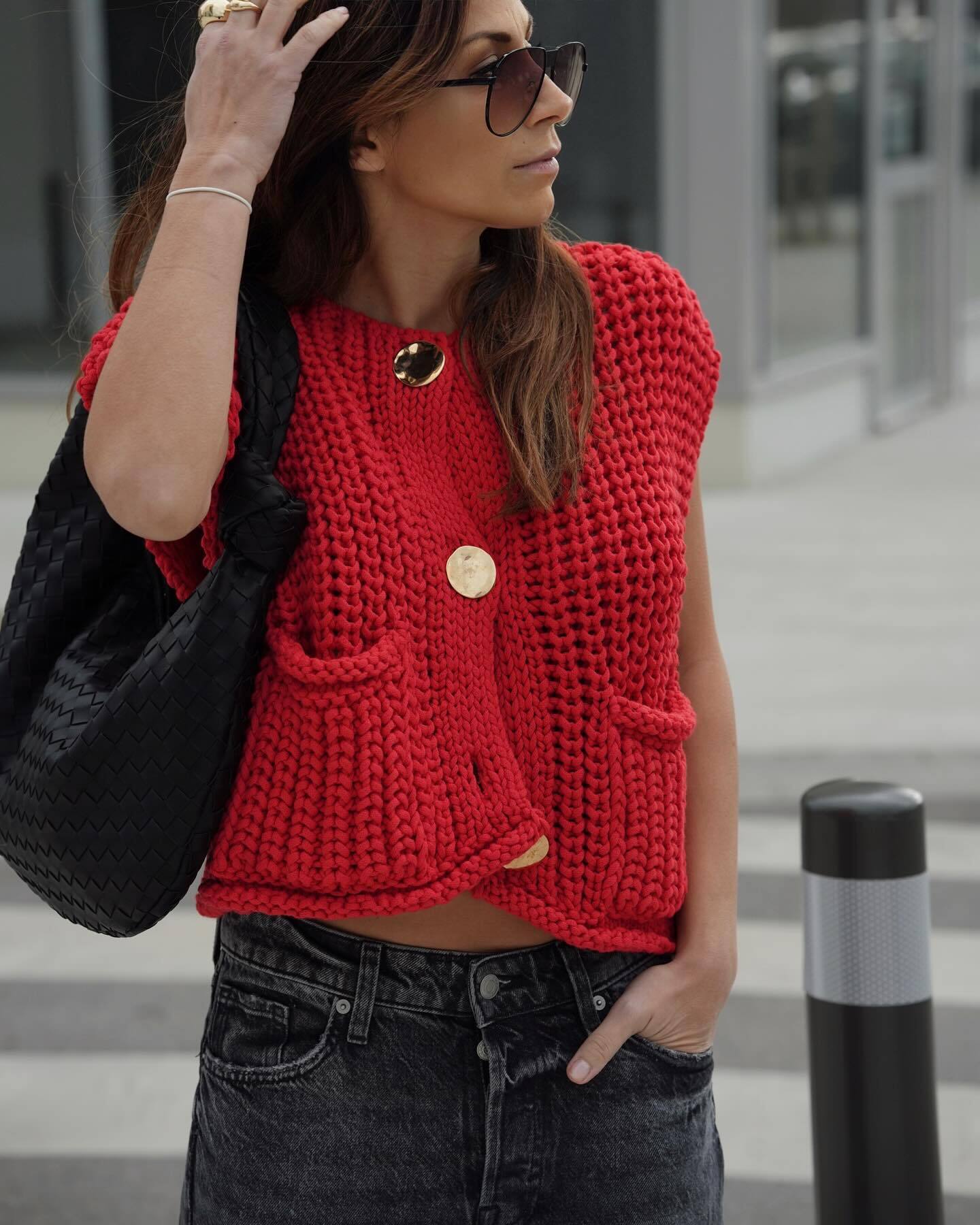 Knitted Button Vest | Emily