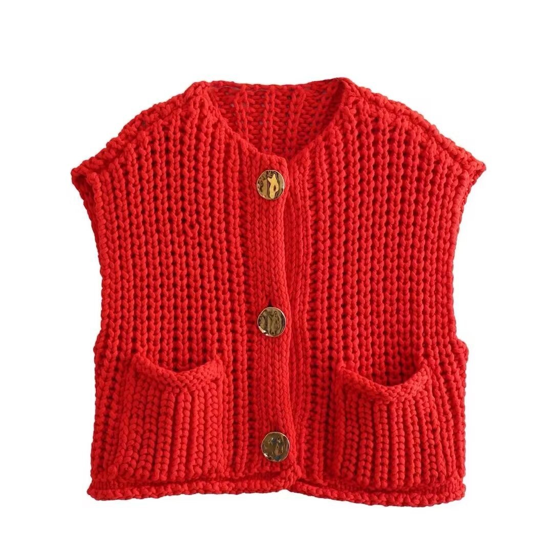 Knitted Button Vest | Emily