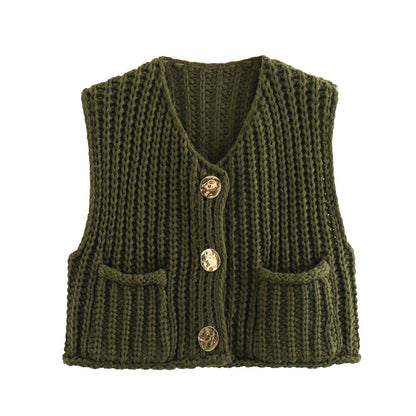 Knitted Button Vest | Emily