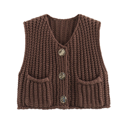 Knitted Button Vest | Emily