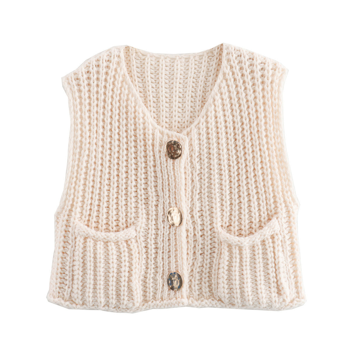 Knitted Button Vest | Emily