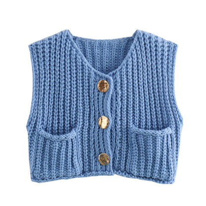 Knitted Button Vest | Emily