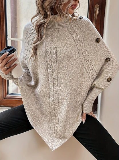 Women Turtleneck Poncho Sweater | Avalon