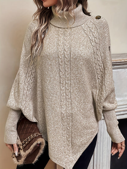 Women Turtleneck Poncho Sweater | Avalon