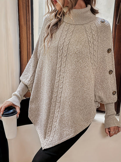Women Turtleneck Poncho Sweater | Avalon