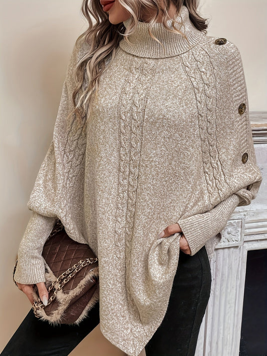 Women Turtleneck Poncho Sweater | Avalon
