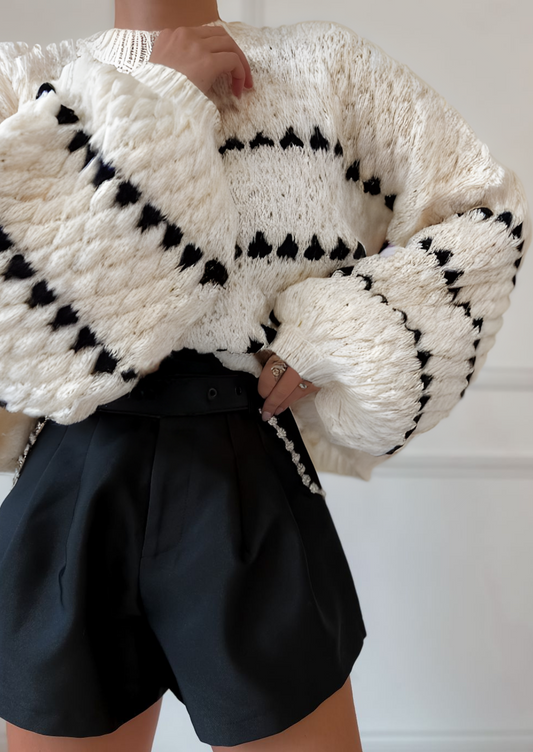Women Chunky Lantern Sleeve Knit Sweater | Andrielle