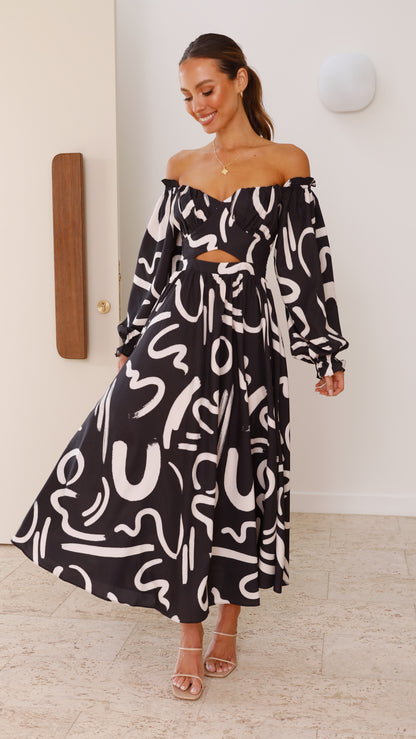 Abstract Off-Shoulder Maxi Dress | Paloma