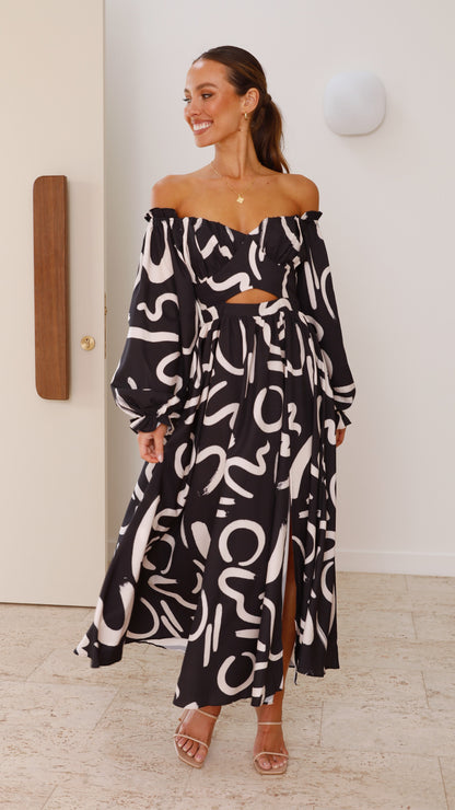 Abstract Off-Shoulder Maxi Dress | Paloma