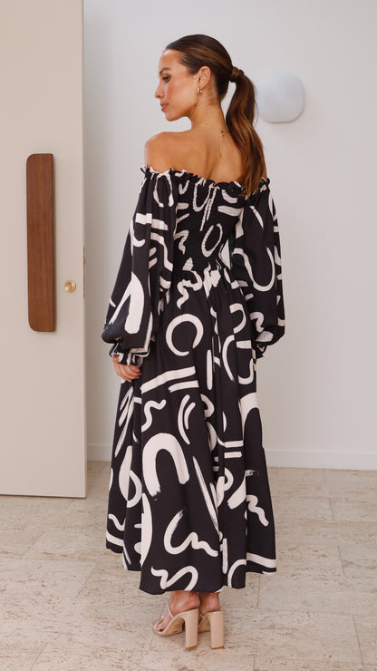 Abstract Off-Shoulder Maxi Dress | Paloma