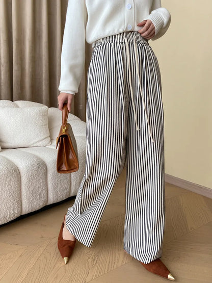 Striped Drawstring Wide-Leg Pants | Willow