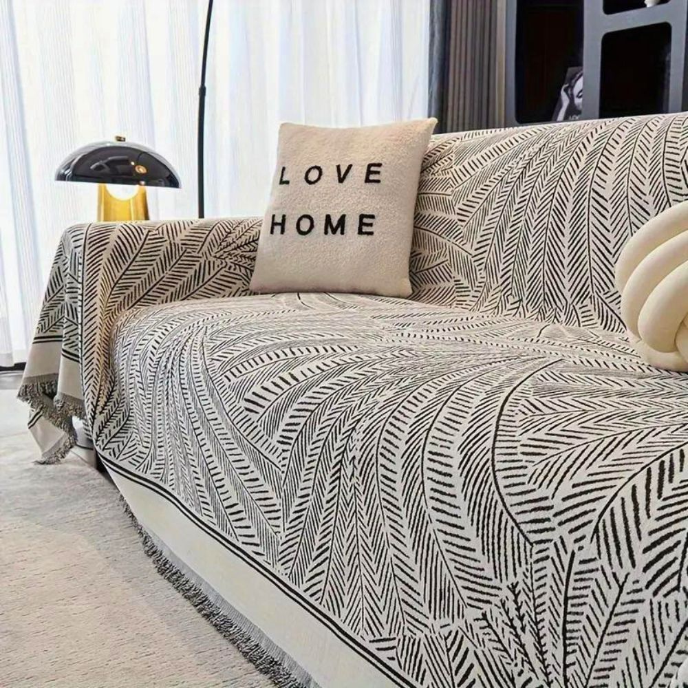 Sofa Cover Leaf Pattern Chenille Non-Slip | Elegant Comfort 4