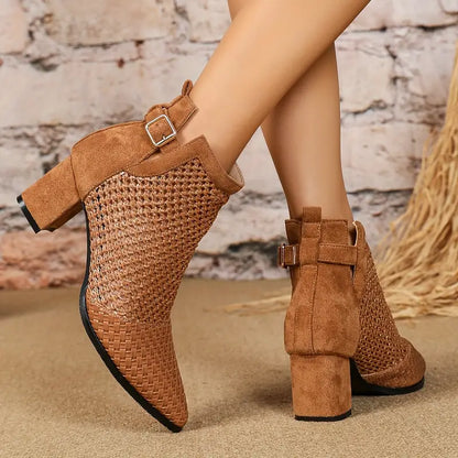 Woven Heeled Ankle Boots | Seraphina