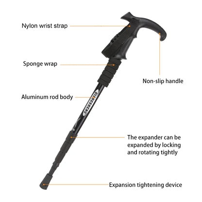 Lightweight Collapsible Hiking Poles – 4-Section Telescopic Walking Sticks for Camping and Climbing, Adjustable 24-54 Inches 2