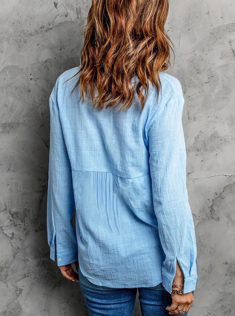 Linen Blouse - Button-Up - Long Sleeve - Ladies Linen Shirt - Women's Clothing