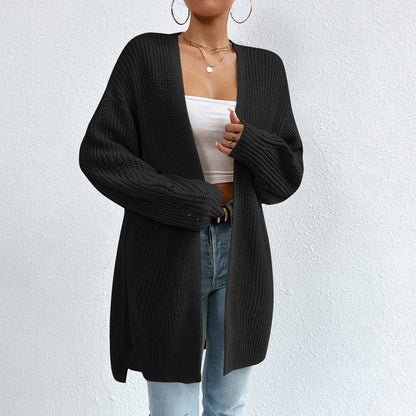 Women Long Open-Front Knit Cardigan | Elka