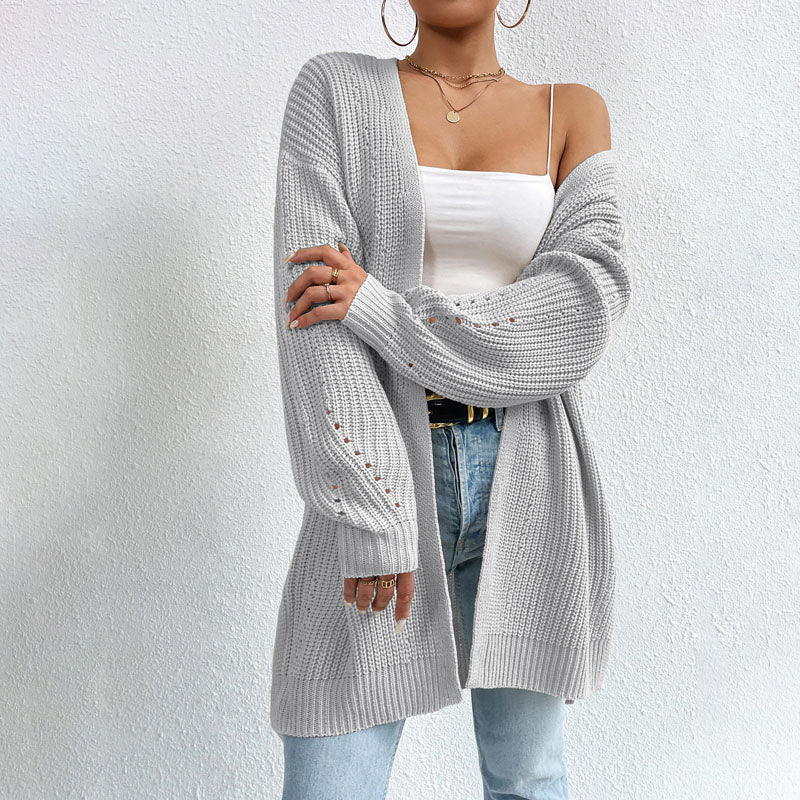 Women Long Open-Front Knit Cardigan | Elka