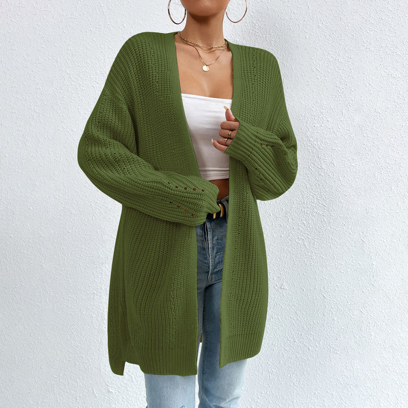Women Long Open-Front Knit Cardigan | Elka