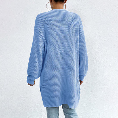 Women Long Open-Front Knit Cardigan | Elka