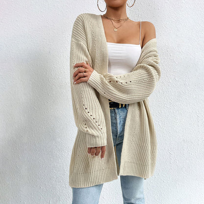 Women Long Open-Front Knit Cardigan | Elka