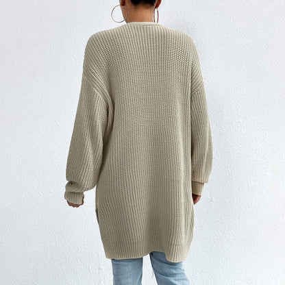 Women Long Open-Front Knit Cardigan | Elka