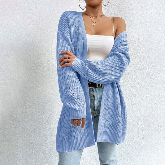 Women Long Open-Front Knit Cardigan | Elka