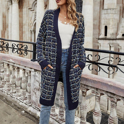 Women Long Open Front Knitted Cardigan | Cerise