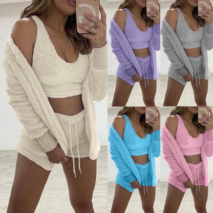 Women 3-Piece Lounge Set with Fleece Texture | Berenice