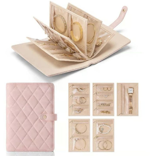 Luxurious Leather Travel Jewelry Case with Customizable Storage and Clear Pockets – Stylish Jewelry Organizer for Home 0