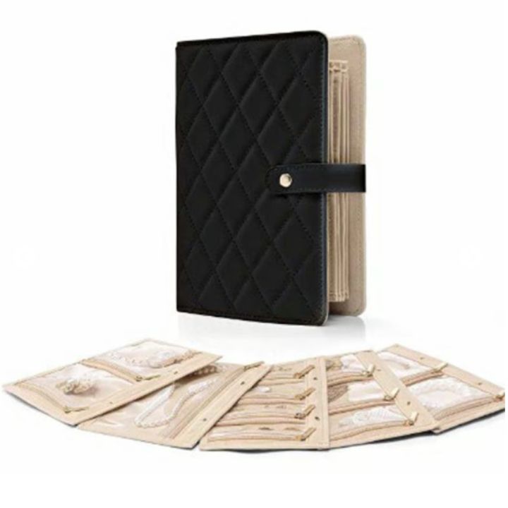 Luxurious Leather Travel Jewelry Case with Customizable Storage and Clear Pockets – Stylish Jewelry Organizer for Home 9