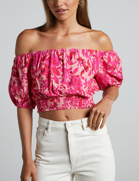 Women Crop Top Pink Cotton | Rizza-1