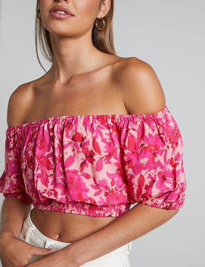 Women Crop Top Pink Cotton | Rizza-3