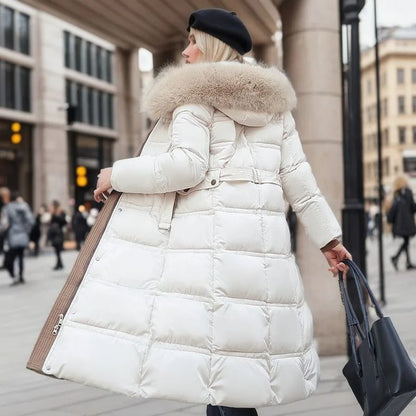 Luxury Fur-Collar Long Puffer Coat | Kamilah