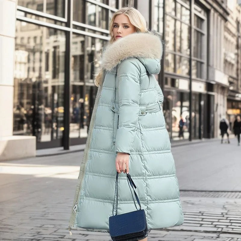 Luxury Fur-Collar Long Puffer Coat | Kamilah