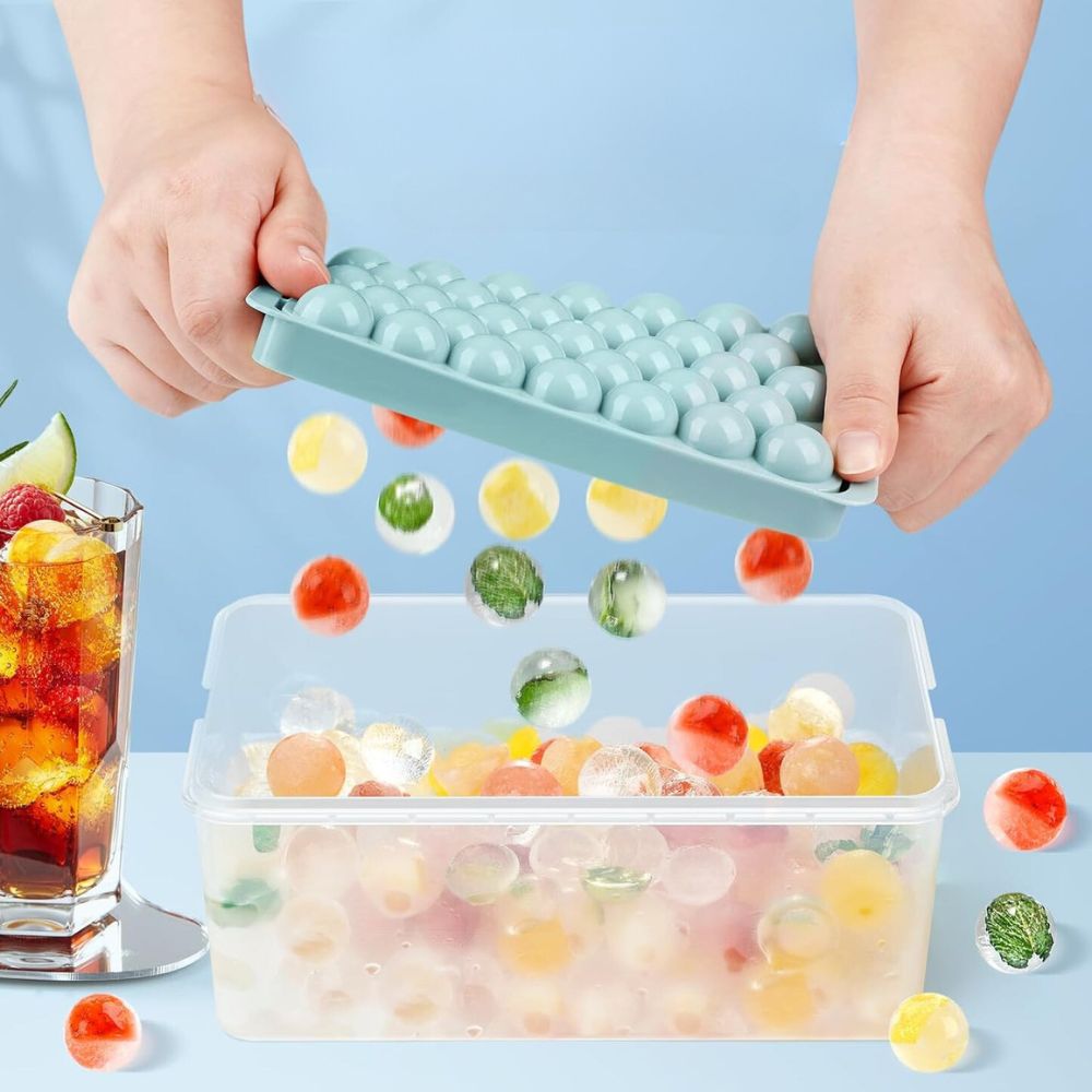 Ice Ball Maker Tray Blue Plastic | Elegant Sips 1