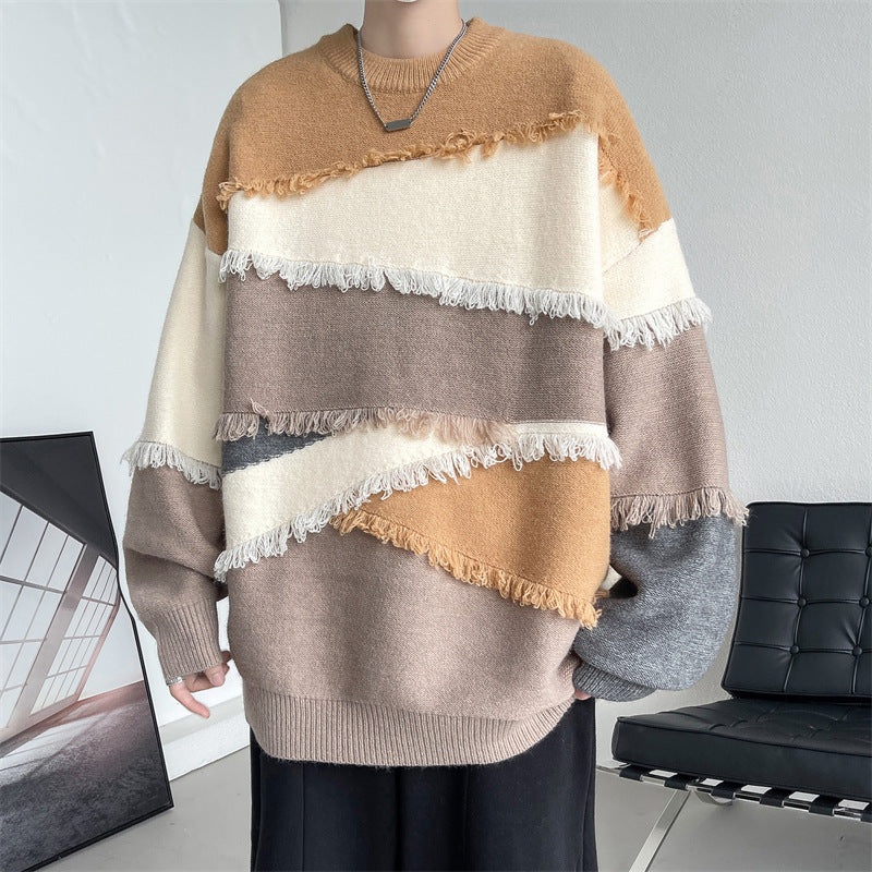Women Fringe Patchwork Oversized Sweater | Hugo