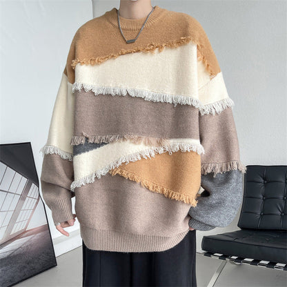 Women Fringe Patchwork Oversized Sweater | Hugo