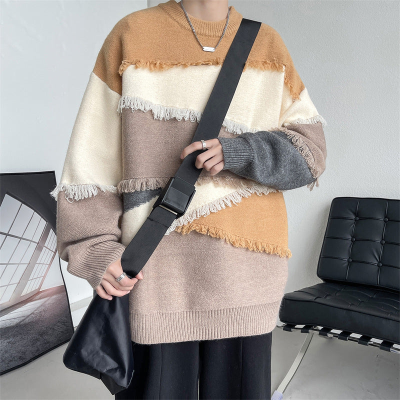 Women Fringe Patchwork Oversized Sweater | Hugo