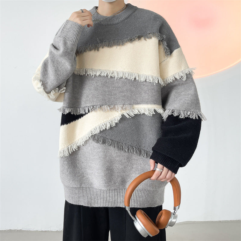 Women Fringe Patchwork Oversized Sweater | Hugo