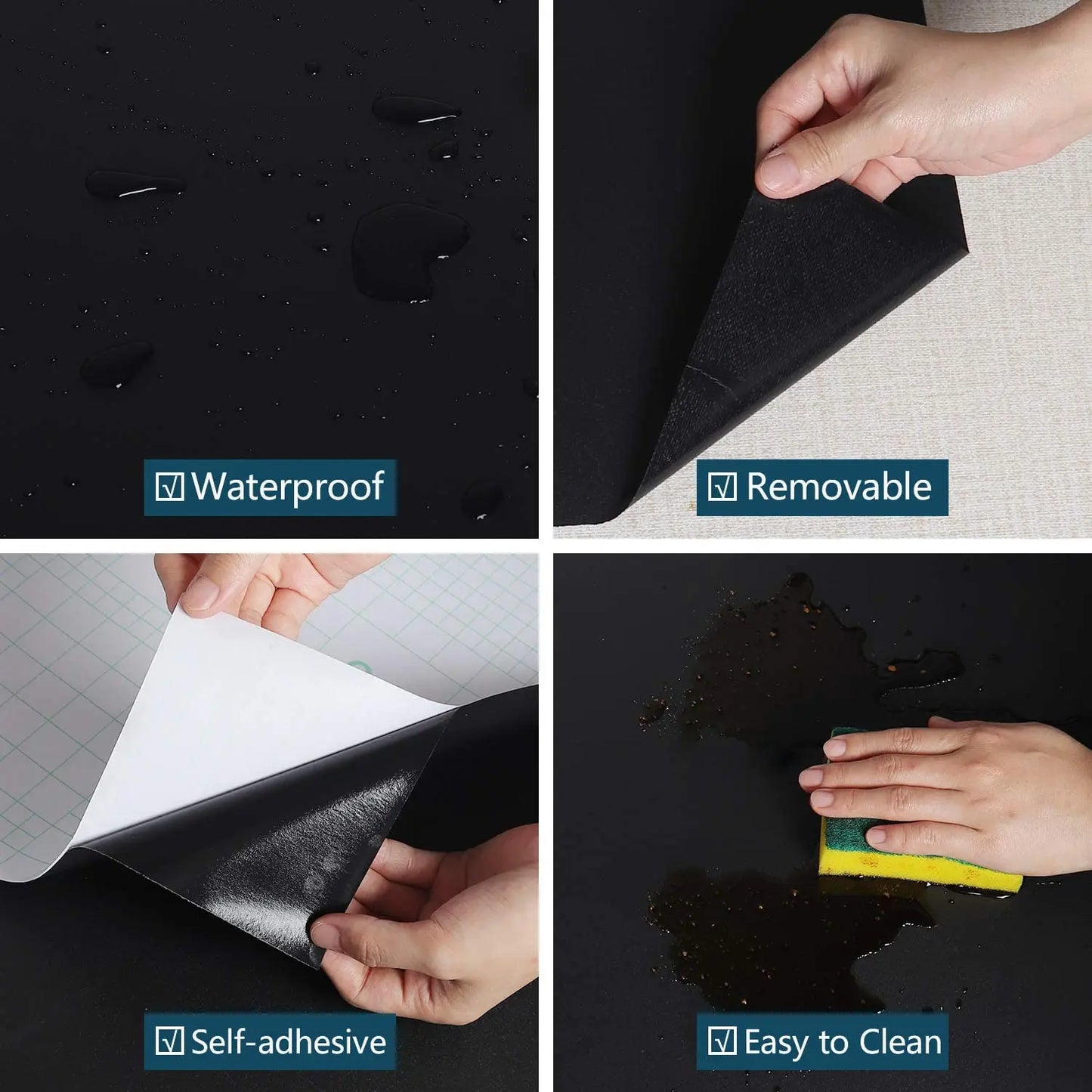 Matte Black Self-Adhesive Vinyl Wallpaper – Waterproof, Removable, Easy DIY for Walls and Furniture 3