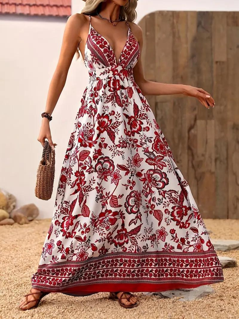 V-Neck Boho Maxi Dress | Raelene