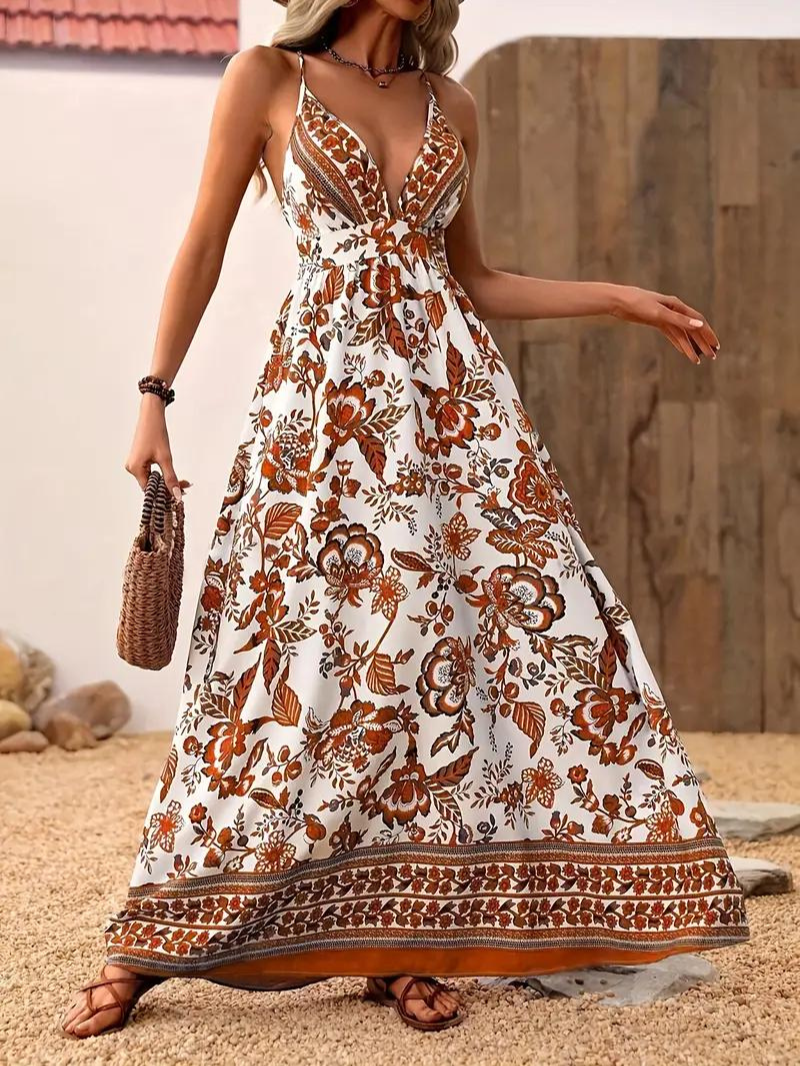 V-Neck Boho Maxi Dress | Raelene