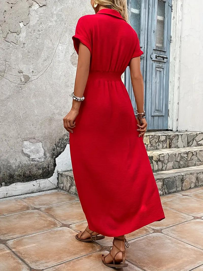 Women Maxi Dress Blue Cotton | Izetta-5