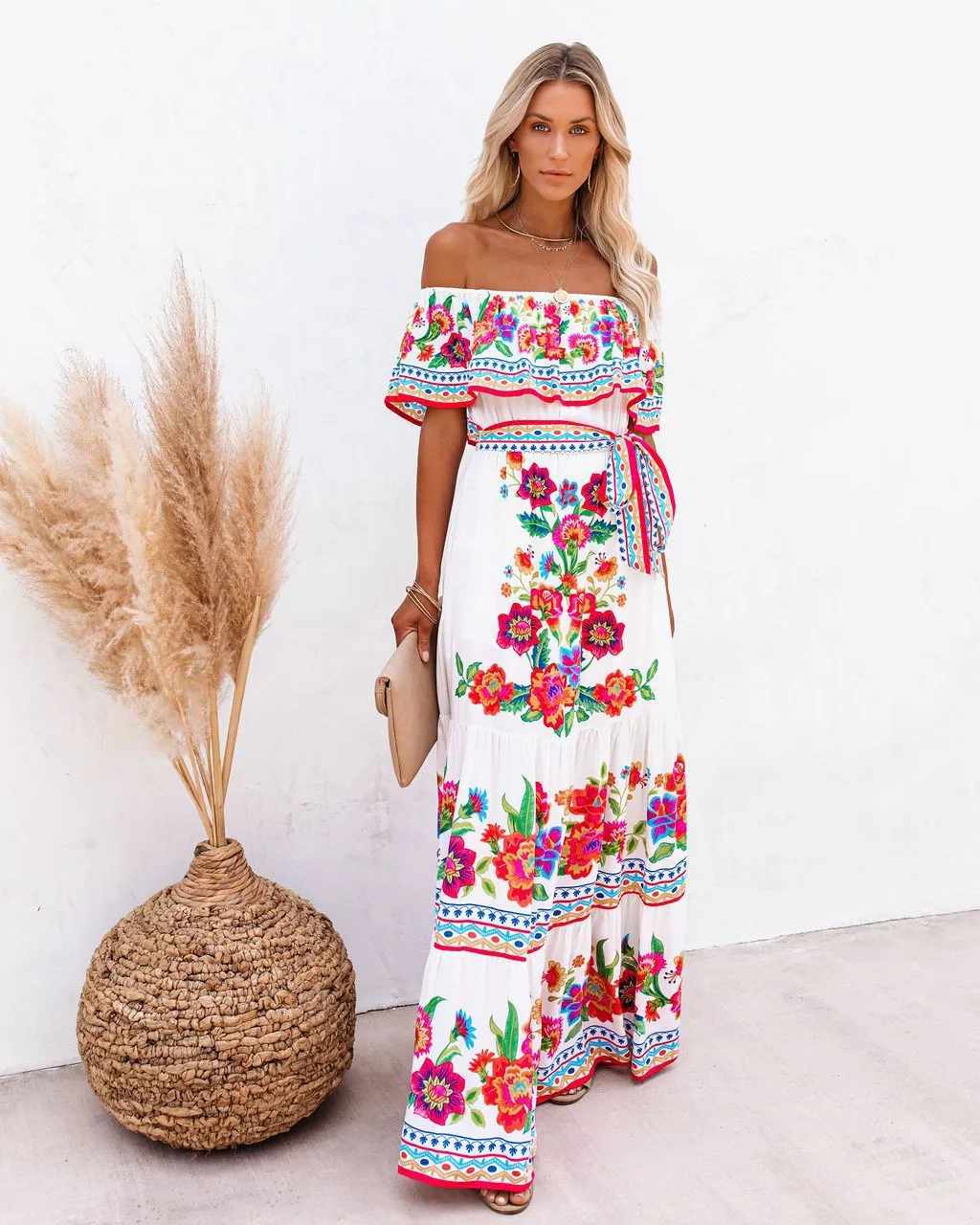 Off-Shoulder Floral Maxi Dress | Harla