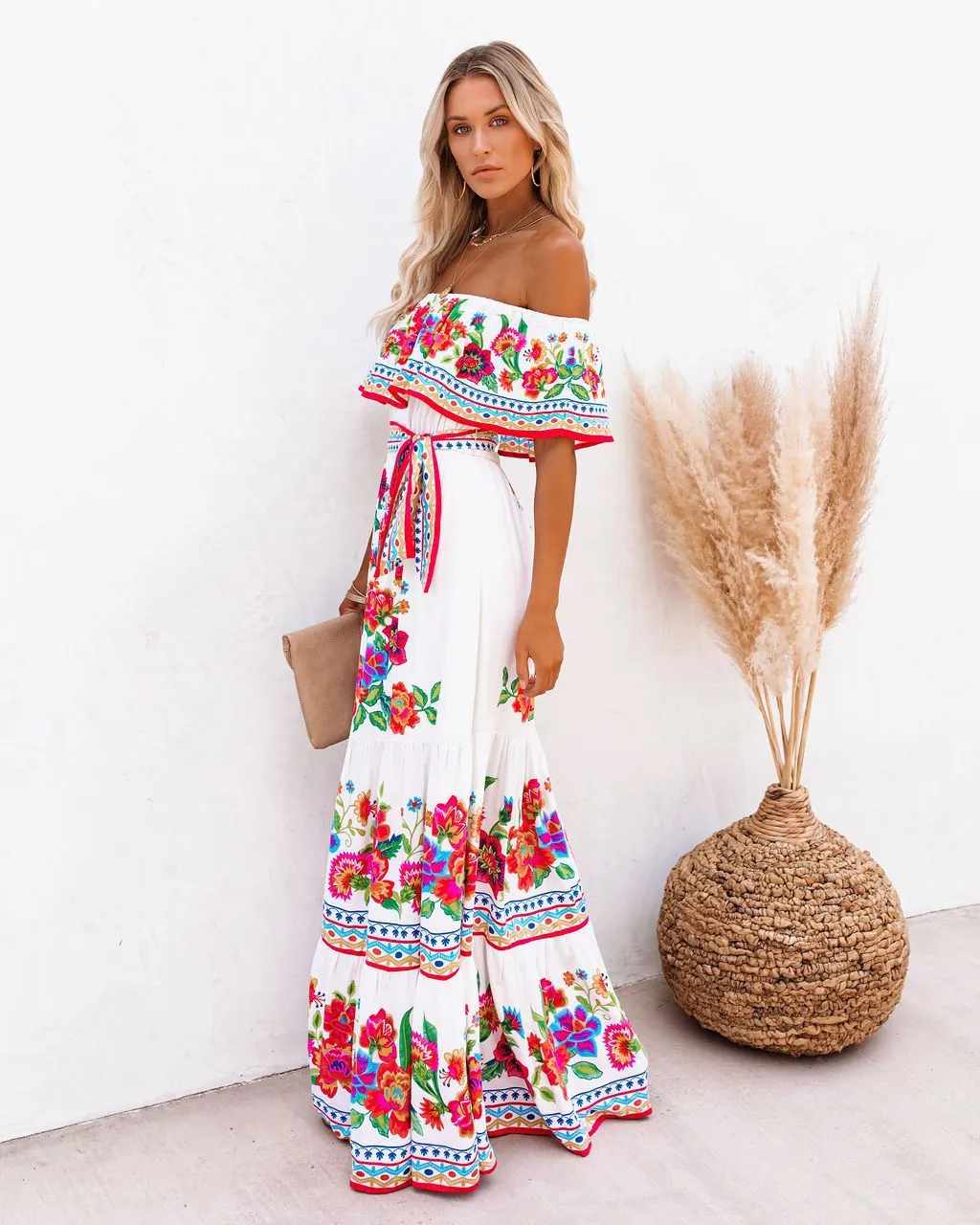 Off-Shoulder Floral Maxi Dress | Harla