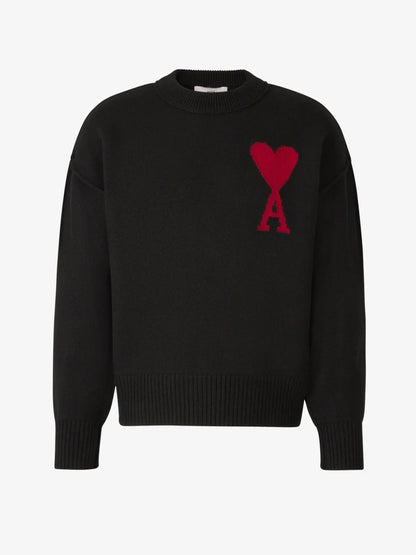 Men's Sweater with Heart Logo – Soft Relaxed Fit Pullover in Multiple Colors, Casual Style for Everyday Wear 0